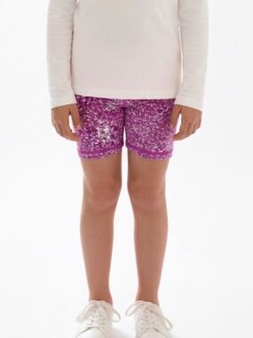 ALL IN MOTION Speckled Pattern Bike Shorts, Girls XS (4/5), Purple White